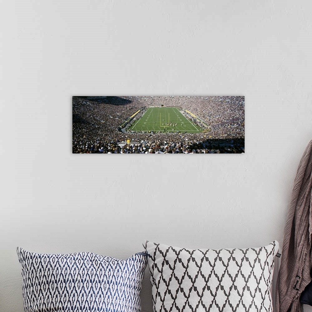 A bohemian room featuring Aerial view of a football stadium Notre Dame Stadium Notre Dame Indiana