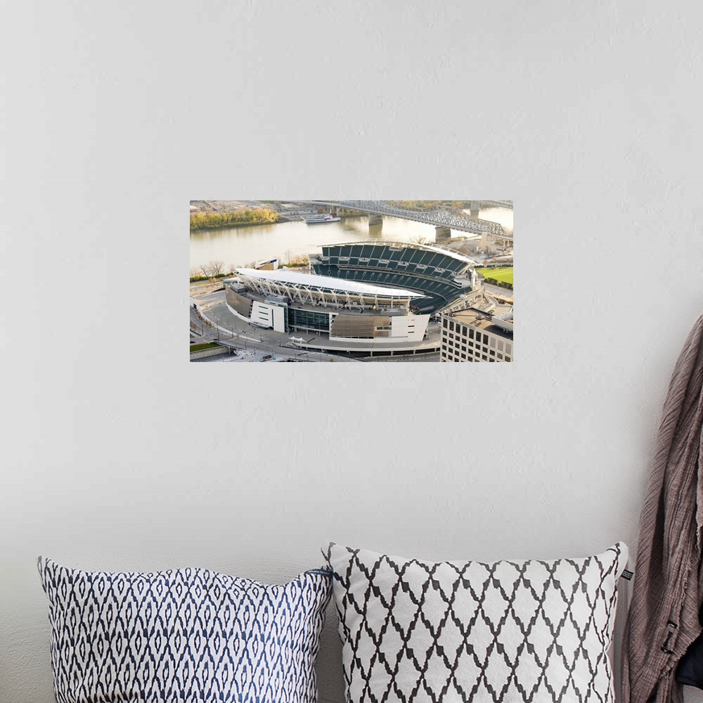 A bohemian room featuring Aerial view of a football stadium Paul Brown Stadium Cincinnati Hamilton County Ohio