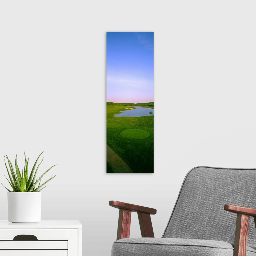 A modern room featuring Aerial view of a golf course, Caves Valley Golf Club, Baltimore County, Maryland