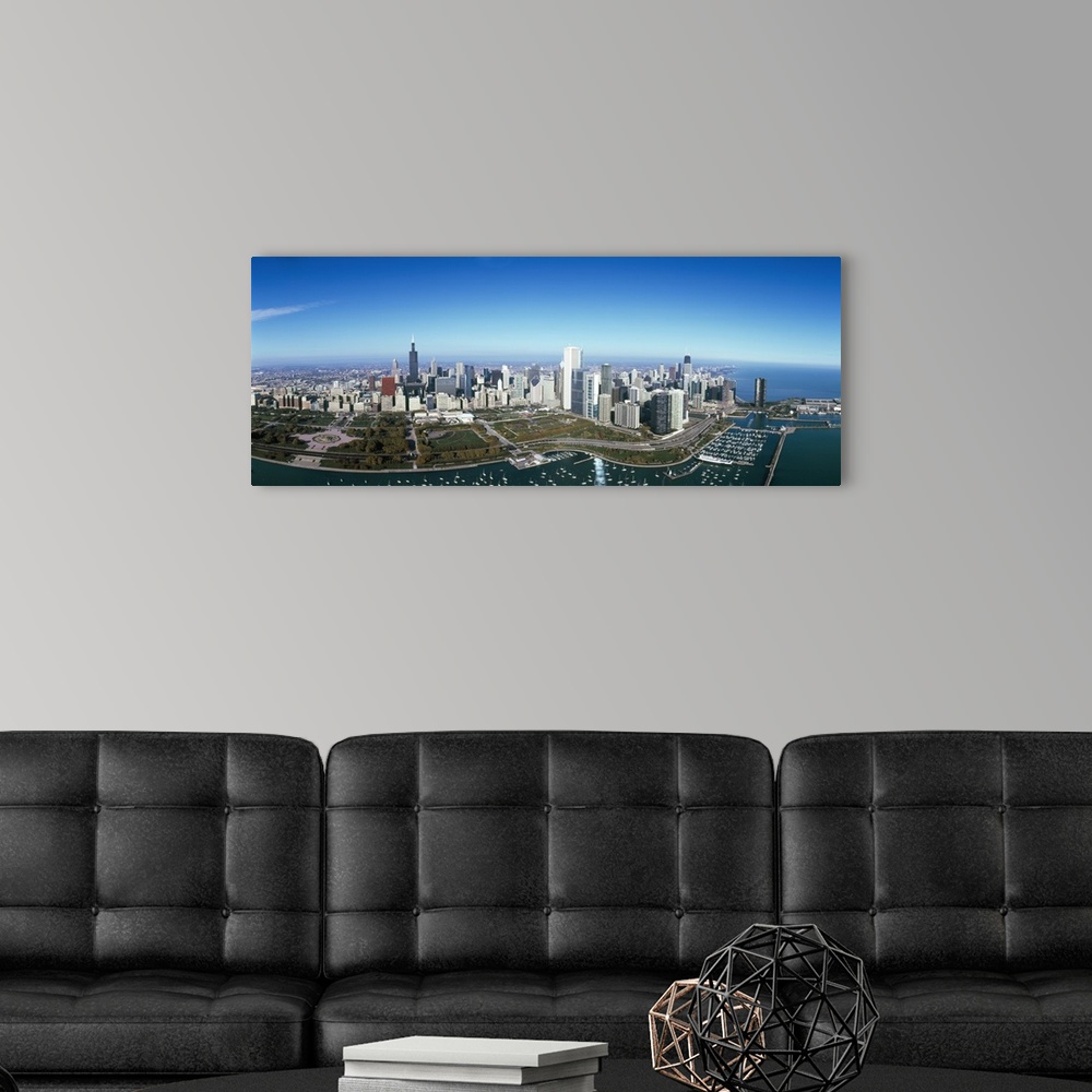 A modern room featuring Aerial view of a park in a city Millennium Park Lake Michigan Chicago Cook County Illinois