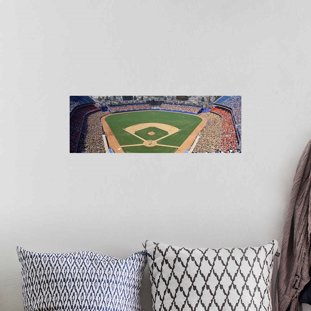 A bohemian room featuring Aerial view of a stadium, Dodger Stadium, City of Los Angeles, California, USA