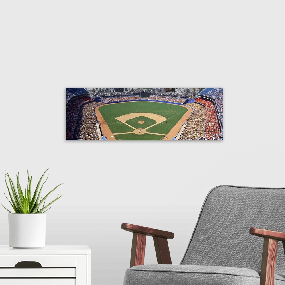 A modern room featuring Aerial view of a stadium, Dodger Stadium, City of Los Angeles, California, USA