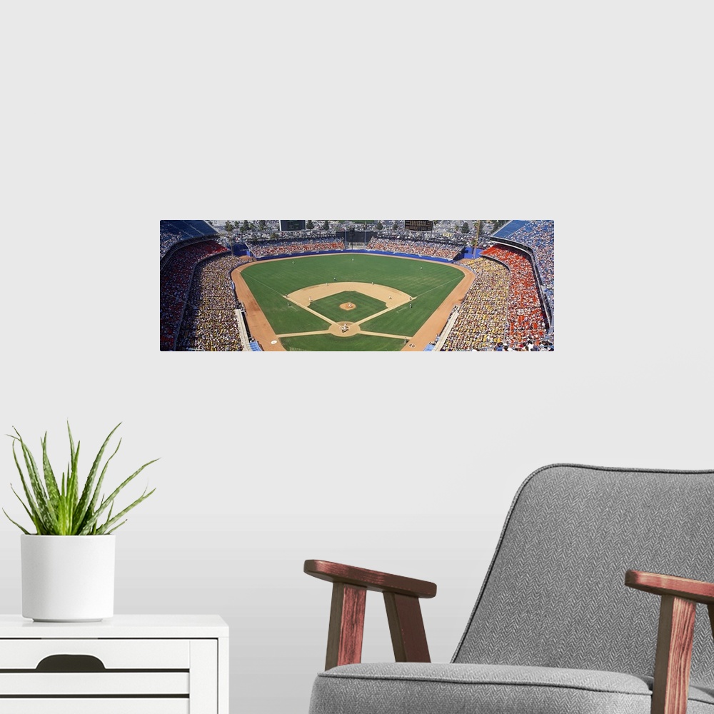 A modern room featuring Aerial view of a stadium, Dodger Stadium, City of Los Angeles, California, USA
