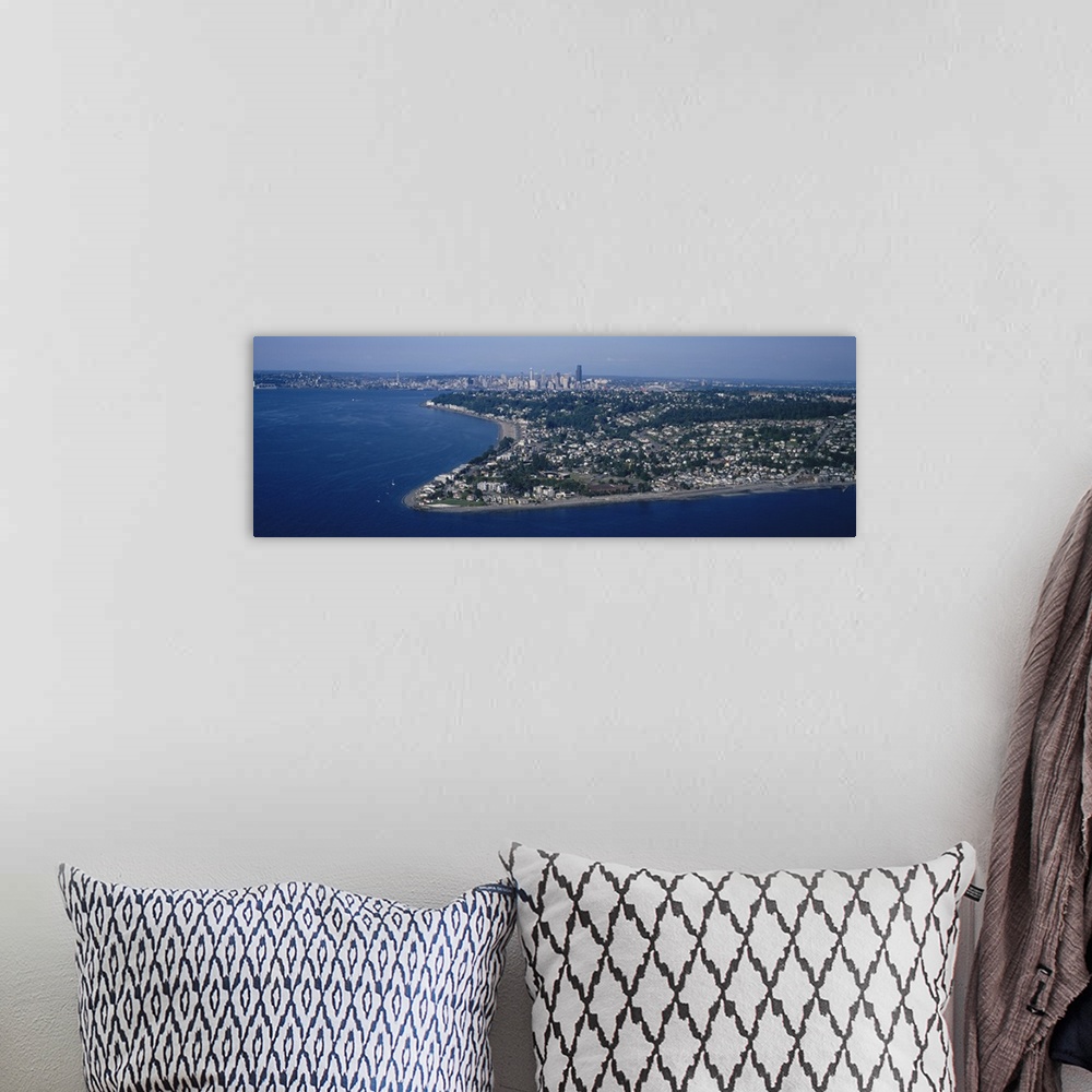 A bohemian room featuring Aerial view of Alki Point, Seattle, Washington State