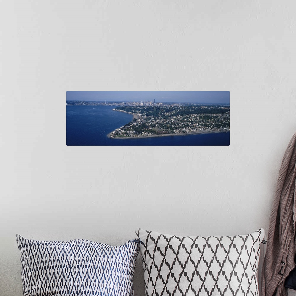 A bohemian room featuring Aerial view of Alki Point, Seattle, Washington State