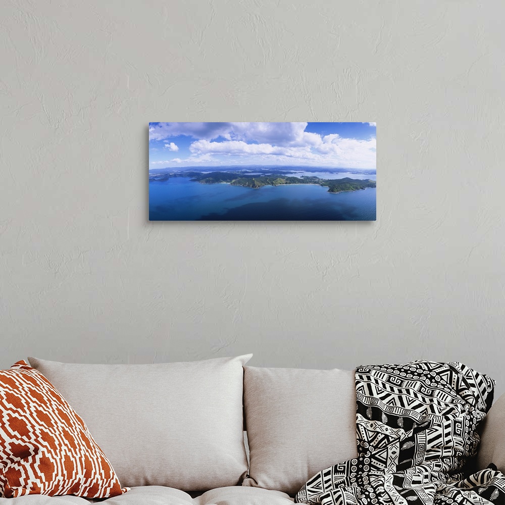 A bohemian room featuring Aerial view of an island, Bay of Islands, North Island, New Zealand