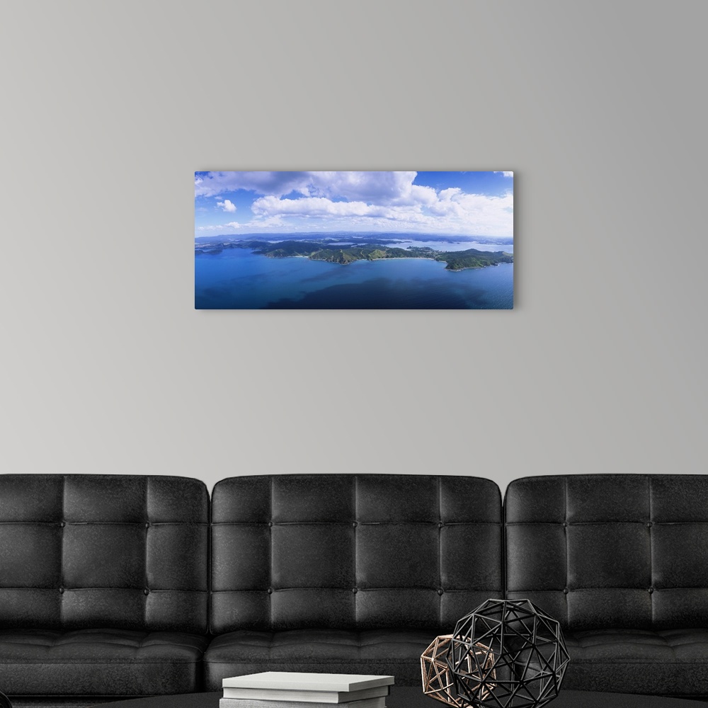 A modern room featuring Aerial view of an island, Bay of Islands, North Island, New Zealand