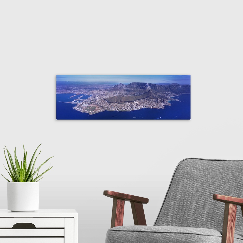 A modern room featuring Aerial view of an island, Cape Town, Western Cape Province, South Africa.