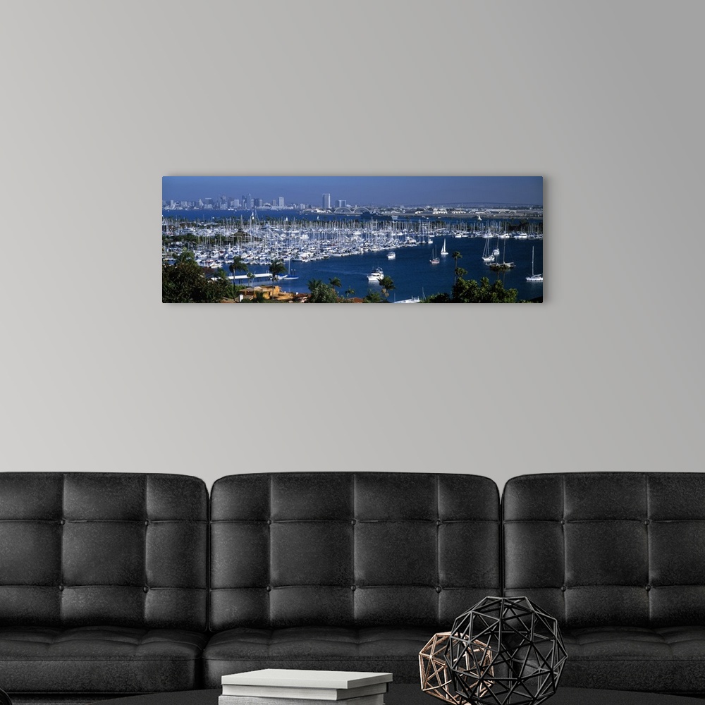 A modern room featuring Aerial view of boats moored at a harbor San Diego California