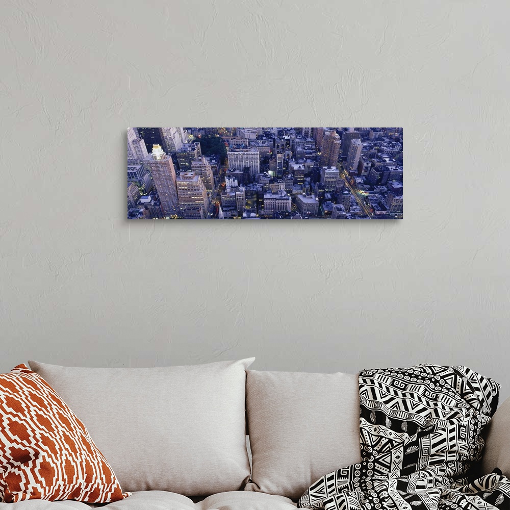 A bohemian room featuring Aerial view of buildings in a city, Manhattan, New York City, New York State