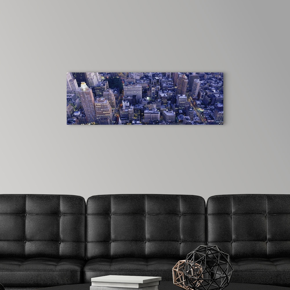 A modern room featuring Aerial view of buildings in a city, Manhattan, New York City, New York State