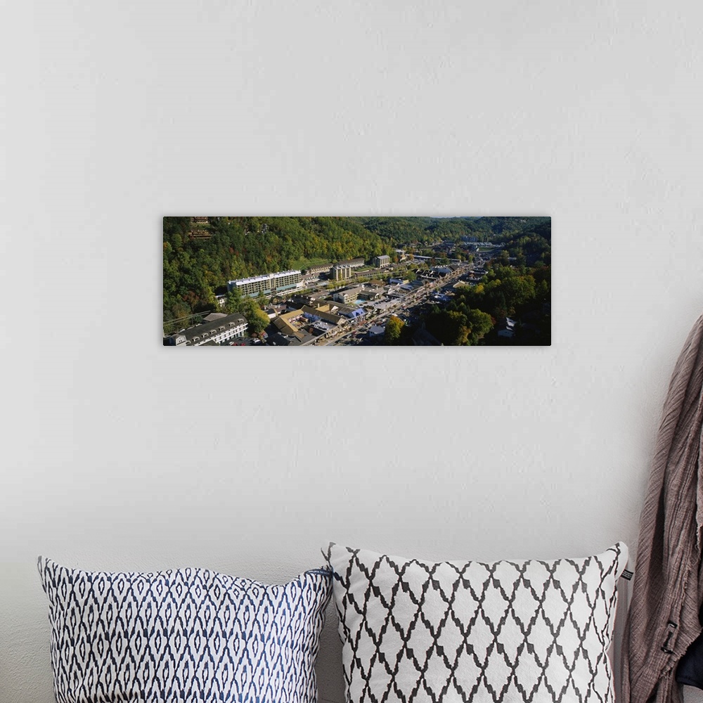 A bohemian room featuring Aerial view of city, Gatlinburg, Sevier County, Tennessee