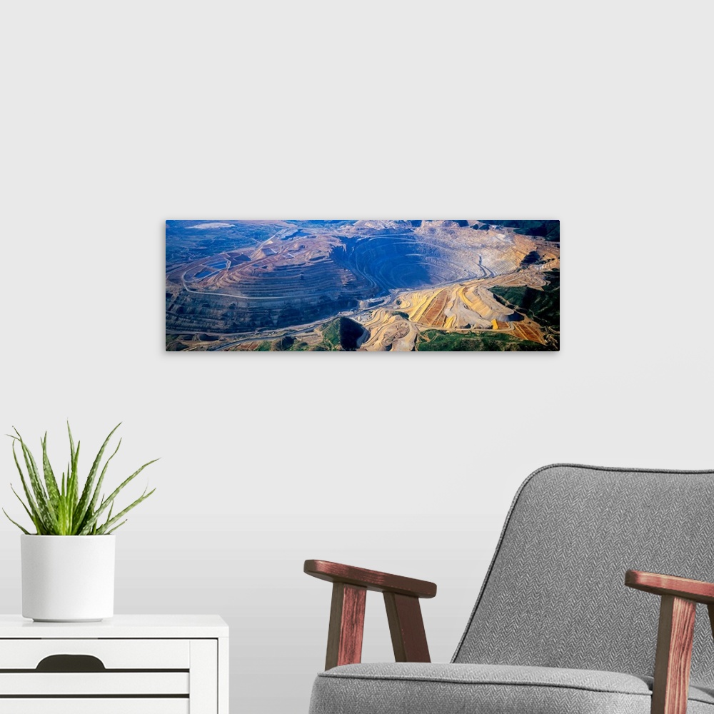 A modern room featuring Aerial view of copper mines, Utah