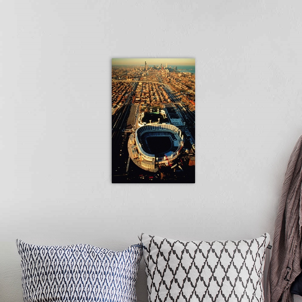 A bohemian room featuring Aerial view of Old Comiskey Park, New Comiskey Park, Chicago, Cook County, Illinois