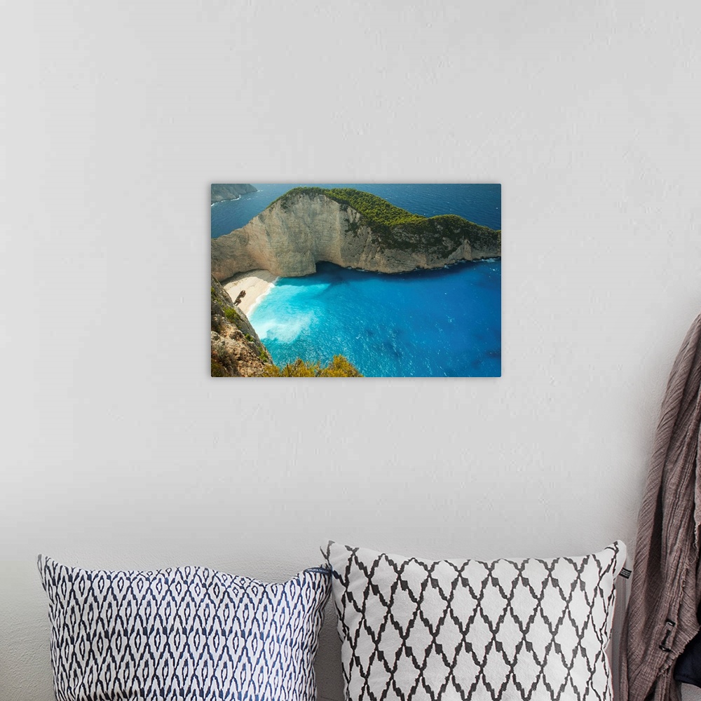 A bohemian room featuring Aerial view of shipwreck bay, Zakynthos, Ionian Islands, Greece