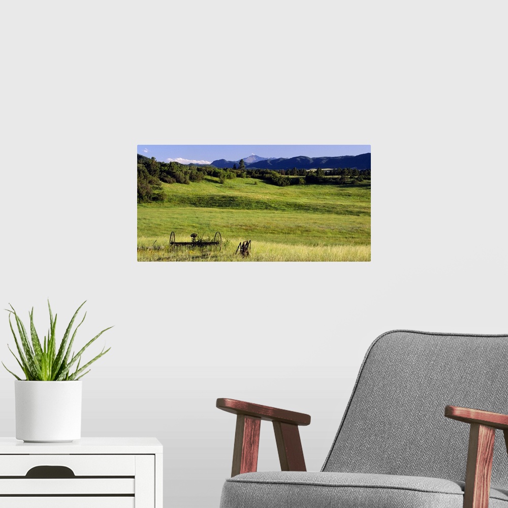 A modern room featuring Agricultural equipment in a field, Pikes Peak, Larkspur, Colorado