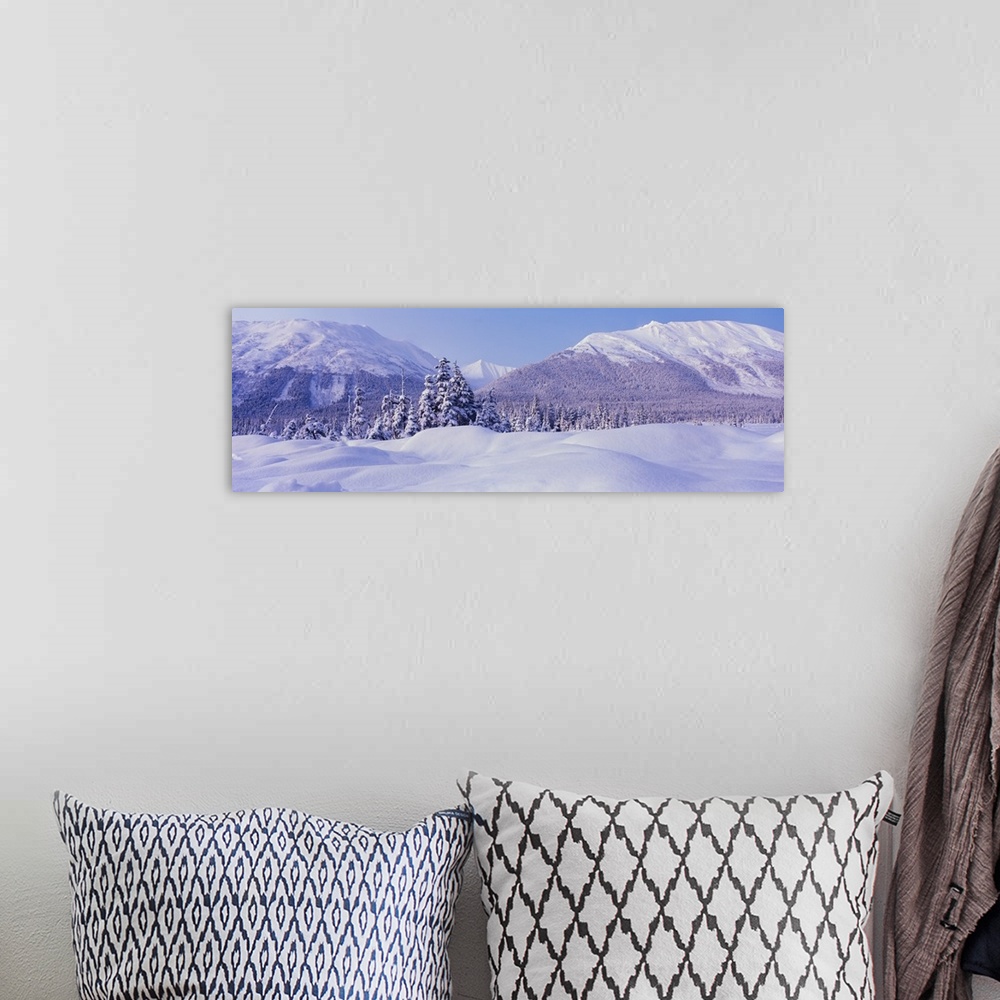 A bohemian room featuring Alaska, Chugach Mountains, winter