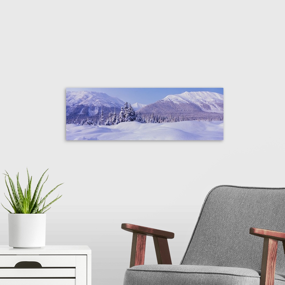 A modern room featuring Alaska, Chugach Mountains, winter
