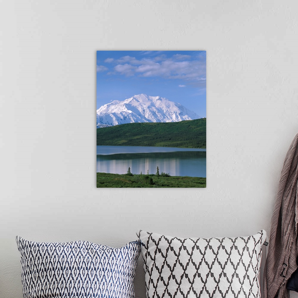 A bohemian room featuring Alaska, Mount McKinley, Wonder Lake, Panoramic view of the mountain and lake