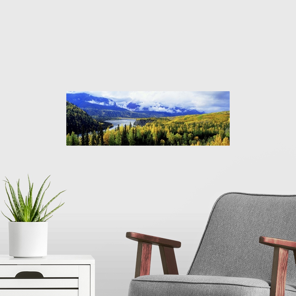 A modern room featuring Alaska, Yukon River, Panoramic view of a landscape