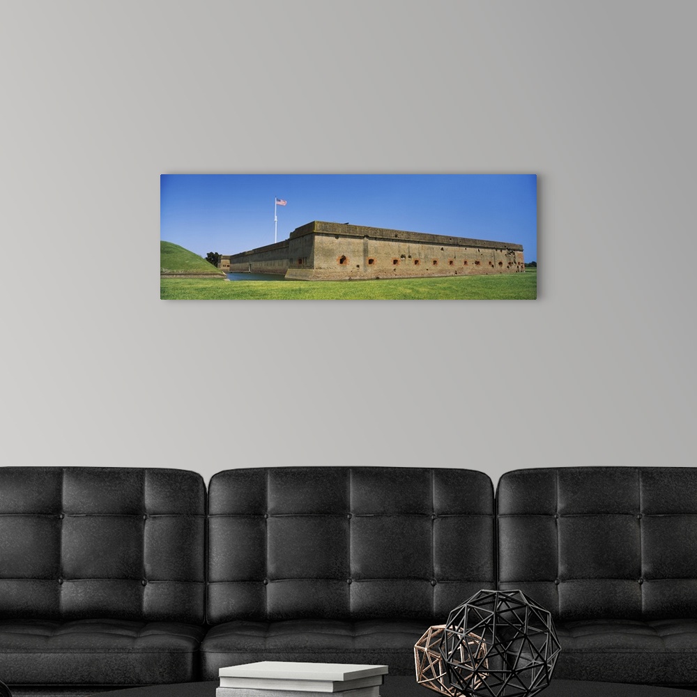 A modern room featuring American flag on a fort, Fort Pulaski National Monument, Savannah, Georgia