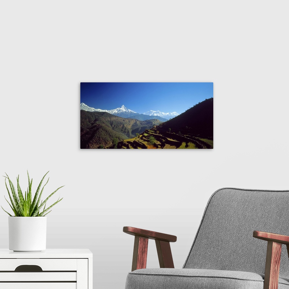 A modern room featuring Annapurna Mountains Nepal