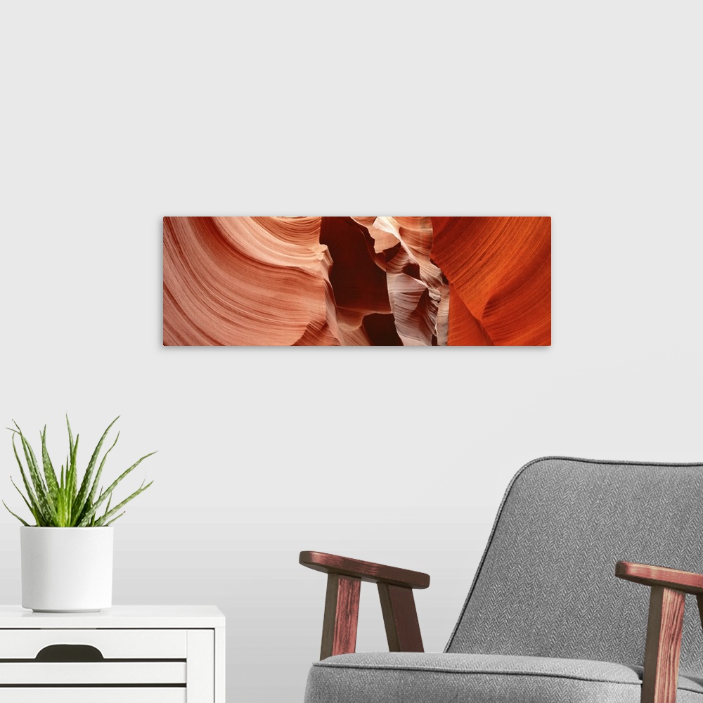 A modern room featuring Panoramic photograph taken from within a famous chasm located in the Southwestern United States. ...