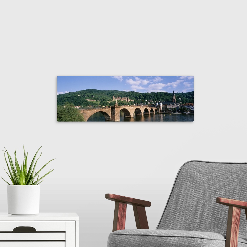 A modern room featuring Arch bridge across a river, Neckar River, Heidelberg, Baden-Wurttemberg, Germany