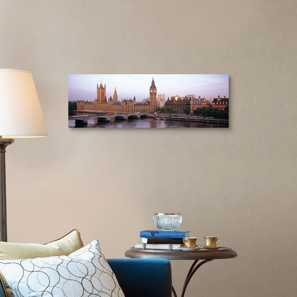 A traditional room featuring Sunset, Houses of Parliament, Westminster, London, England