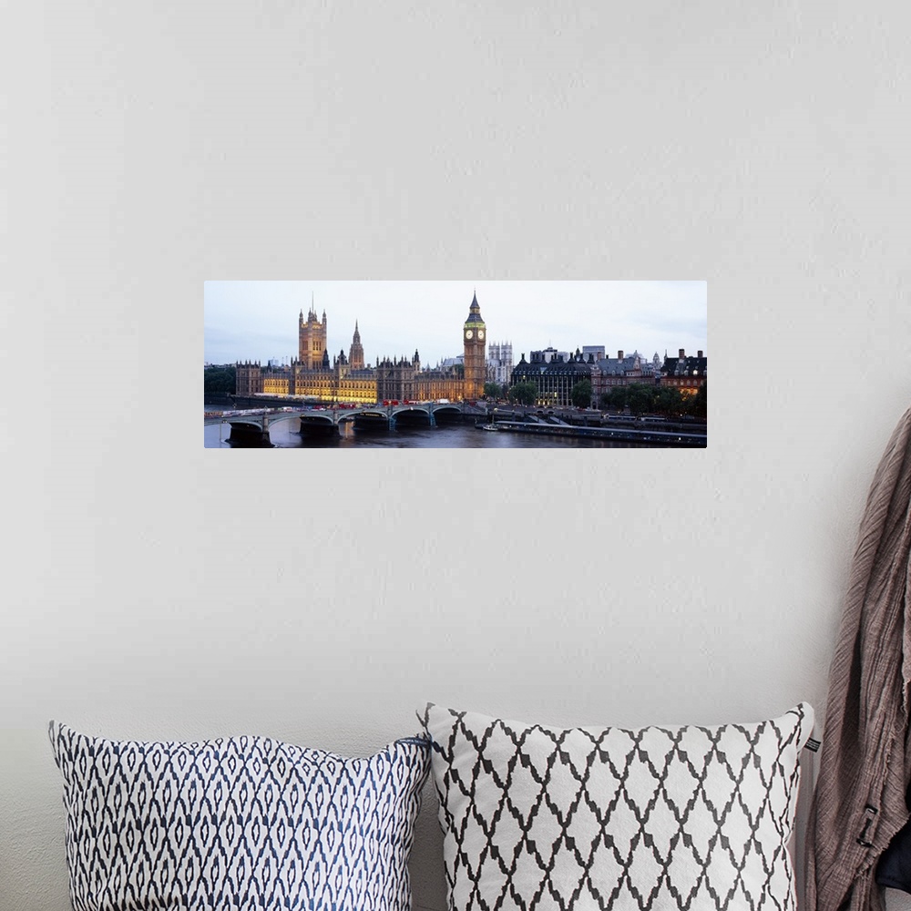 A bohemian room featuring Arch bridge across a river, Westminster Bridge, Big Ben, Houses Of Parliament, Westminster, Londo...