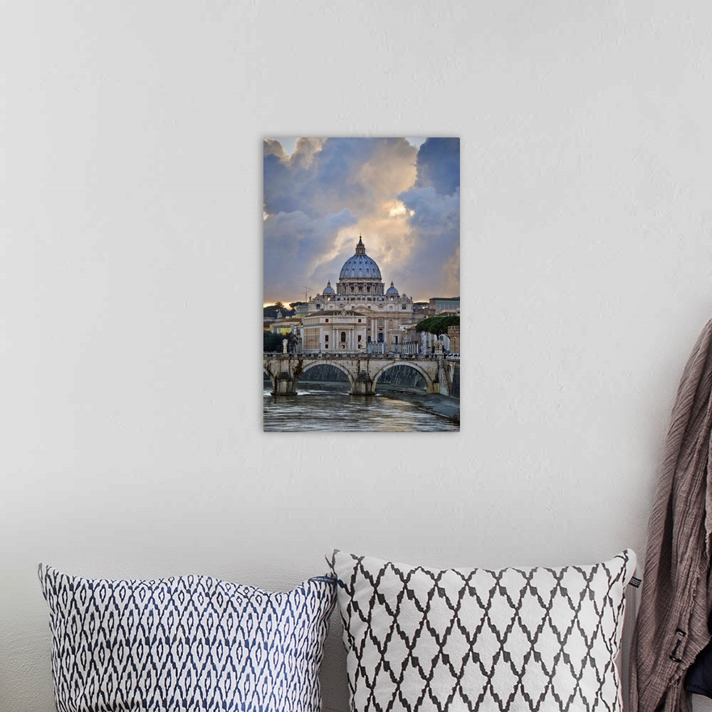 A bohemian room featuring Arch bridge across Tiber River, Rome, Lazio, Italy