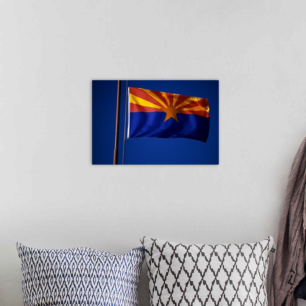 A bohemian room featuring Arizona State Flag