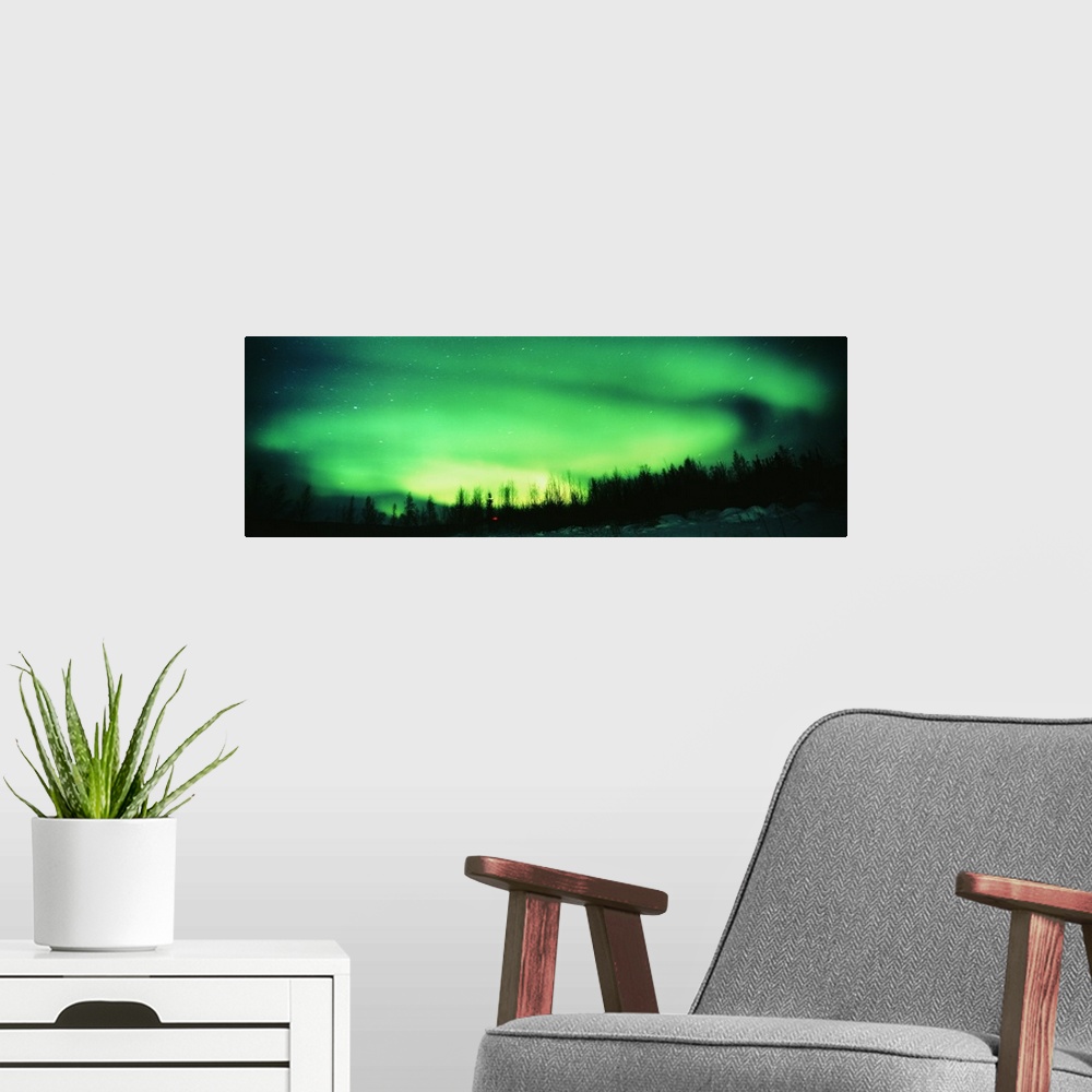A modern room featuring Aurora, Alaska