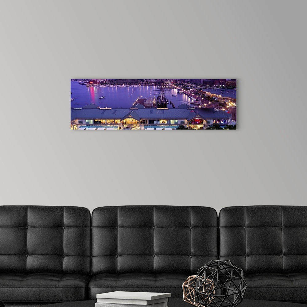 A modern room featuring Panorama of Baltimore bridge and harbor.