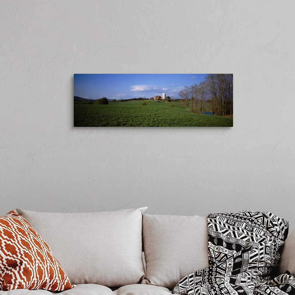 A bohemian room featuring Barn in field, New York State