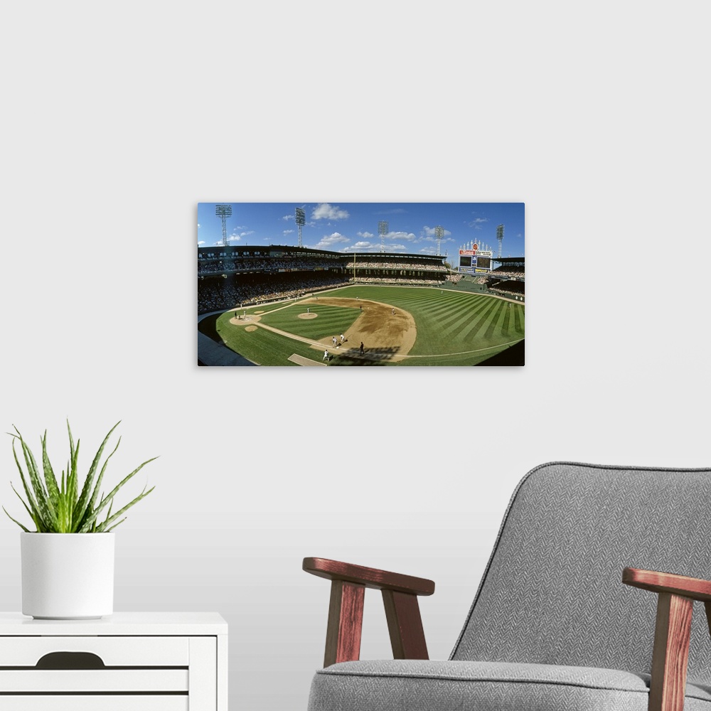 A modern room featuring Baseball match in progress, U.S. Cellular Field, Chicago, Cook County, Illinois
