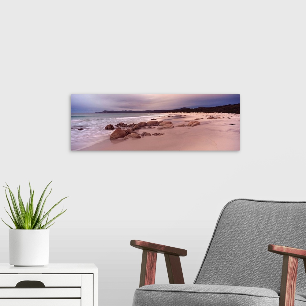 A modern room featuring Beach at dawn, Friendly Beaches, Freycinet National Park, Tasmania, Australia