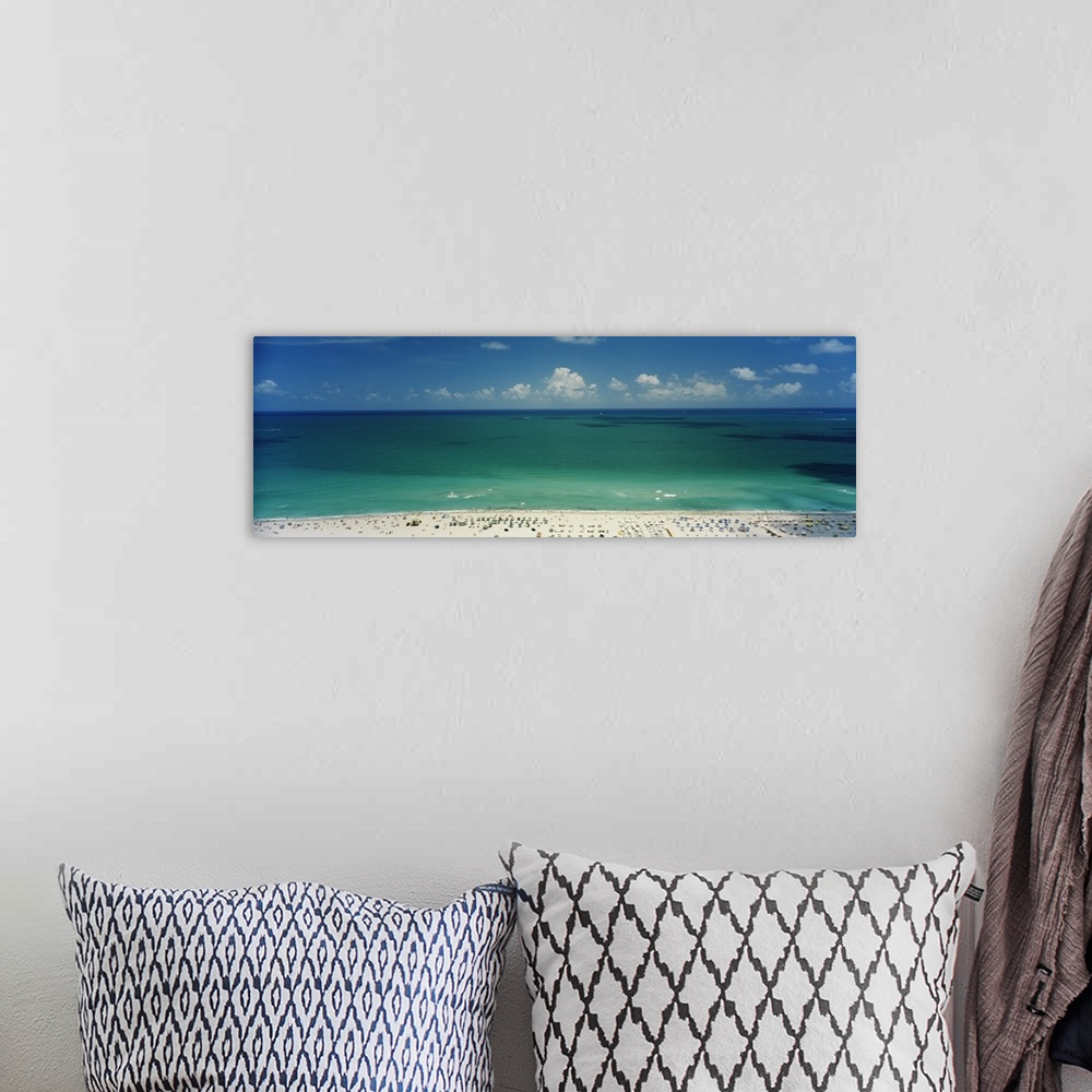 A bohemian room featuring Panoramic image of the Atlantic ocean and Miami beach in Miami, Florida.