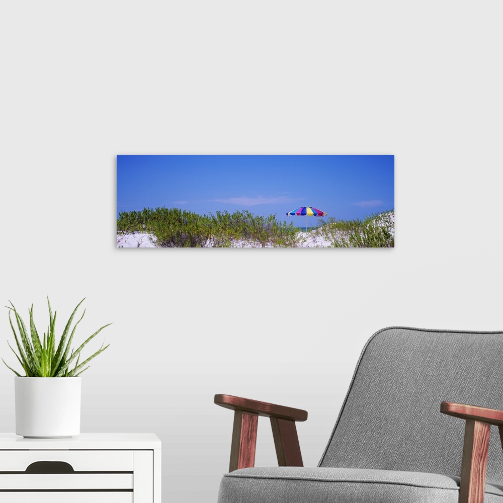 A modern room featuring Beach umbrella on the beach, Fort De Soto Park, Tierra Verde, Gulf of Mexico, Florida