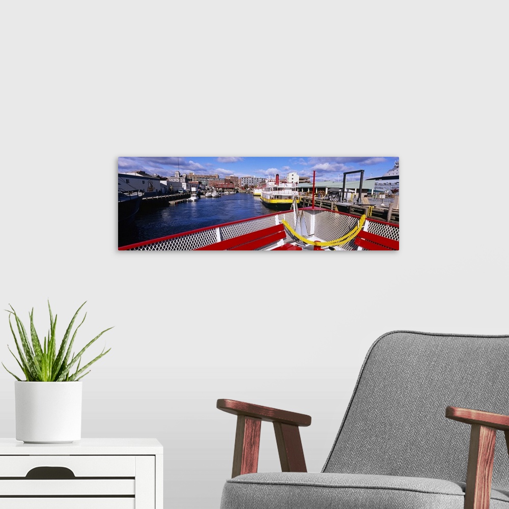 A modern room featuring Benches on a ferry, Peaks Island, Casco Bay, Portland, Maine