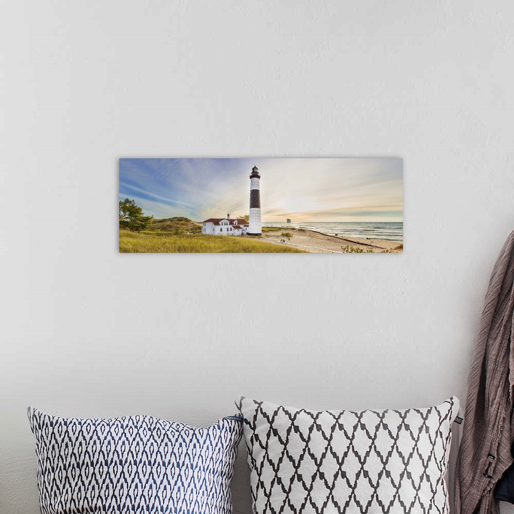 A bohemian room featuring Lighthouse on the coast, Big Sable Point Lighthouse, Lake Michigan, Ludington, Mason County, Mich...
