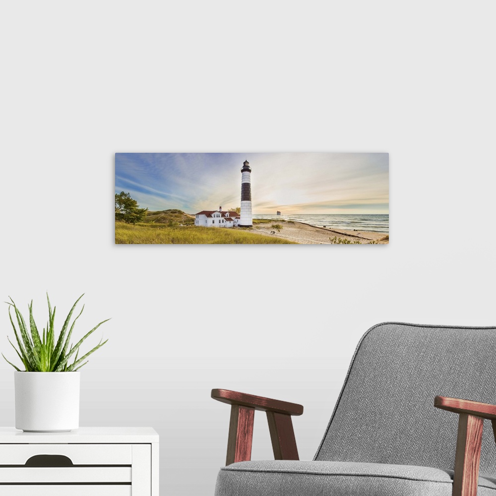 A modern room featuring Lighthouse on the coast, Big Sable Point Lighthouse, Lake Michigan, Ludington, Mason County, Mich...