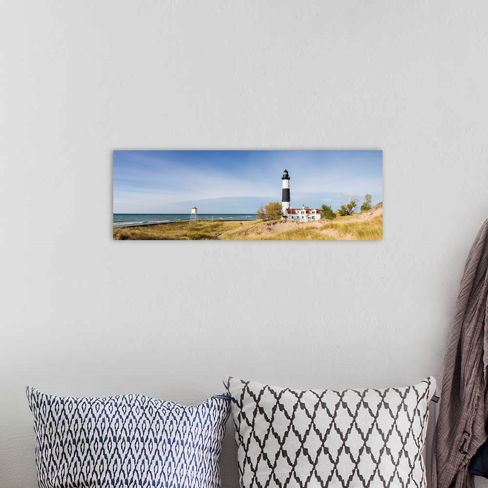 A bohemian room featuring Lighthouse on the coast, Big Sable Point Lighthouse, Lake Michigan, Ludington, Mason County, Mich...