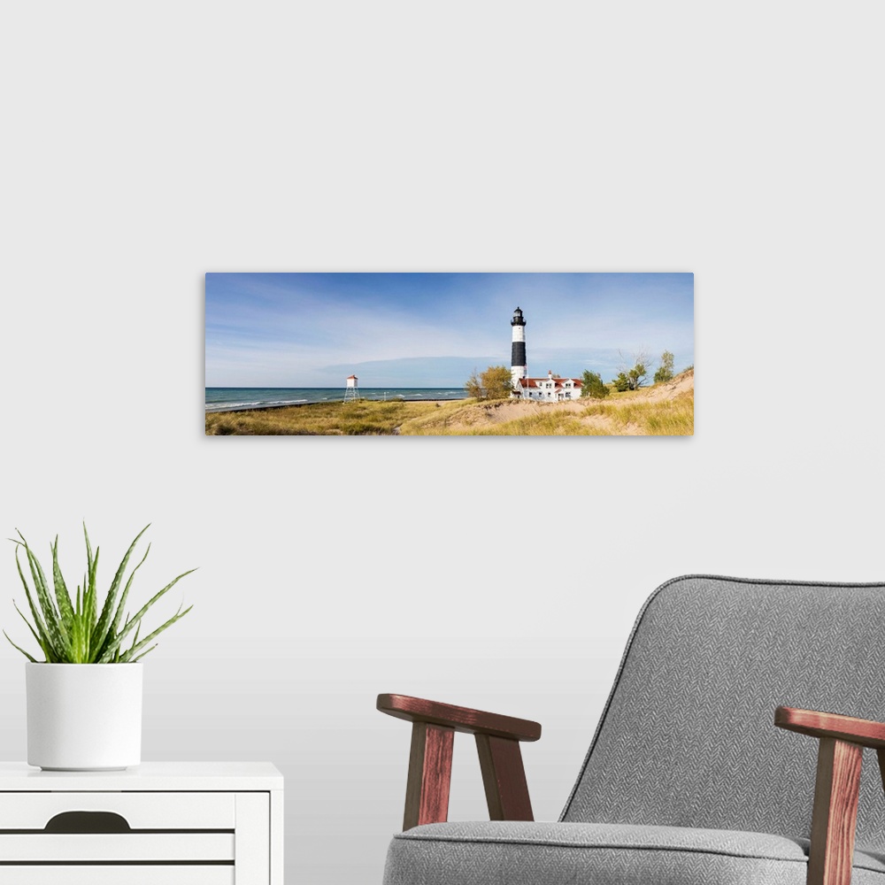 A modern room featuring Lighthouse on the coast, Big Sable Point Lighthouse, Lake Michigan, Ludington, Mason County, Mich...