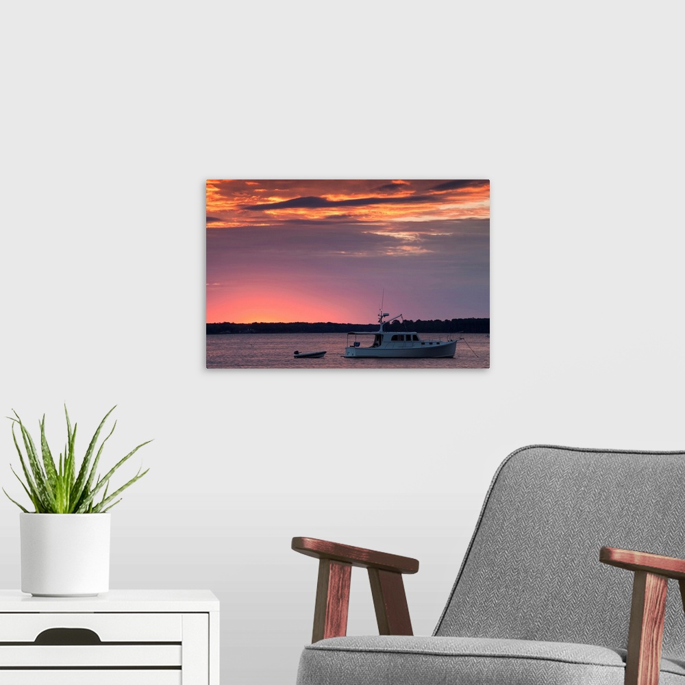 A modern room featuring Boat in the river, Saint Michaels, Chesapeake Bay, Maryland, USA