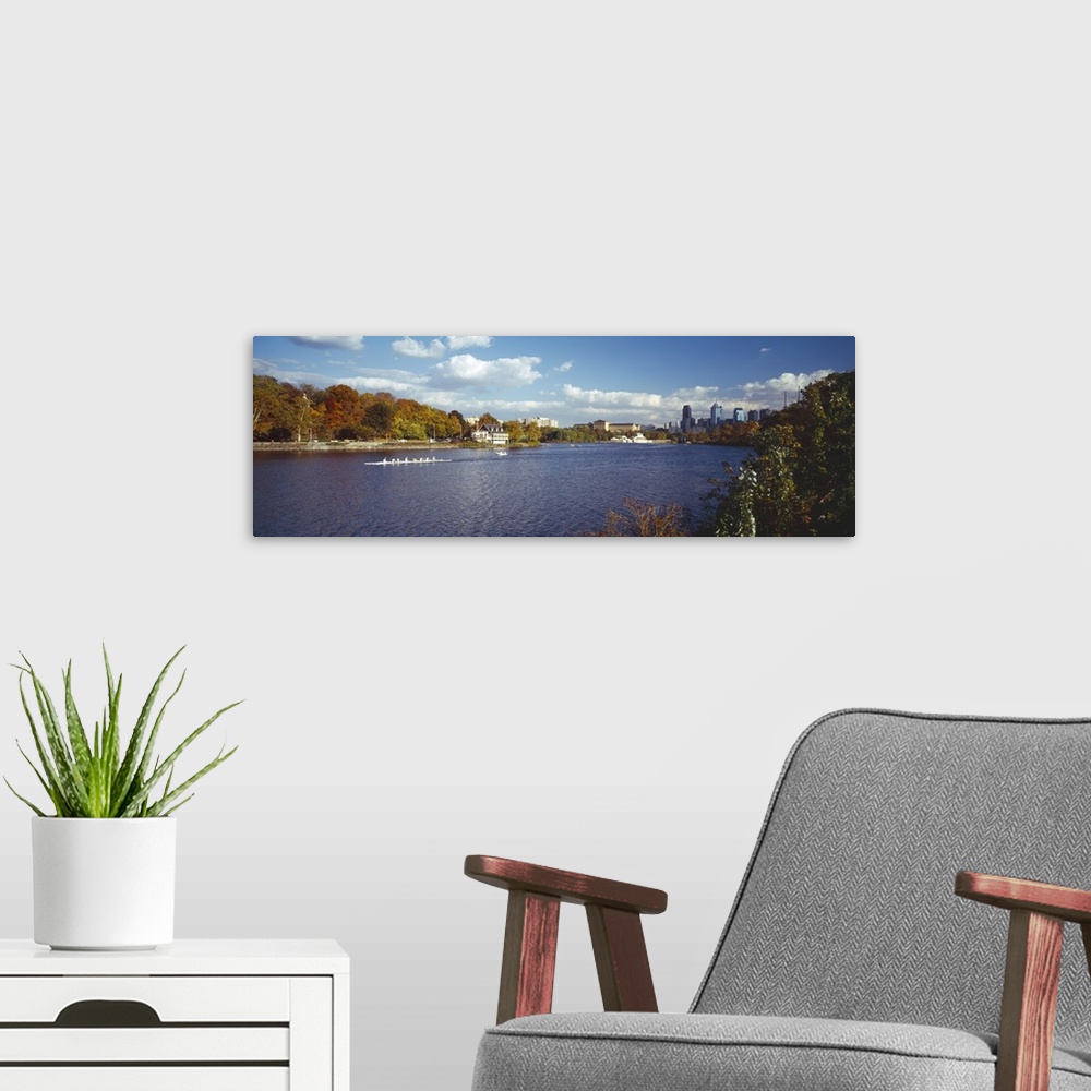 A modern room featuring Boat in the river Schuylkill River Philadelphia Pennsylvania