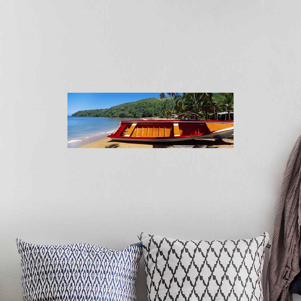 A bohemian room featuring Boat on the beach Colorada Beach Mochima National Park Anzoategui State Sucre State Venezuela