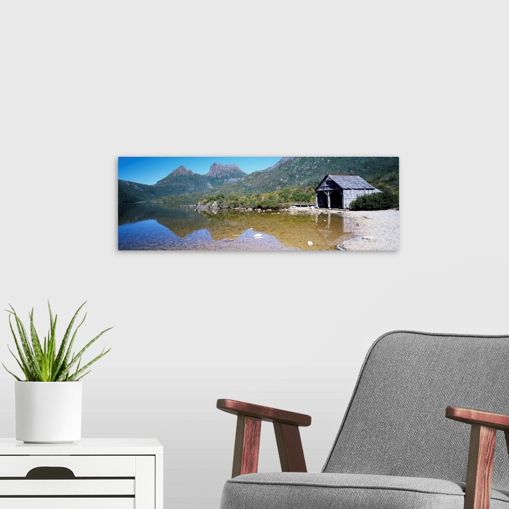 A modern room featuring Boathouse at the lakeside, Dove Lake, Cradle Mountain-Lake St Clair National Park, Tasmania, Aust...