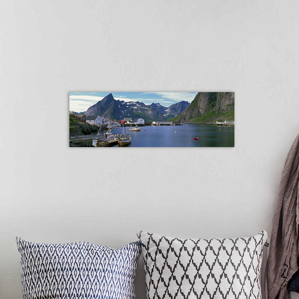 A bohemian room featuring Boats and cottages in Reine Harbour, Lofoten Islands, Norway