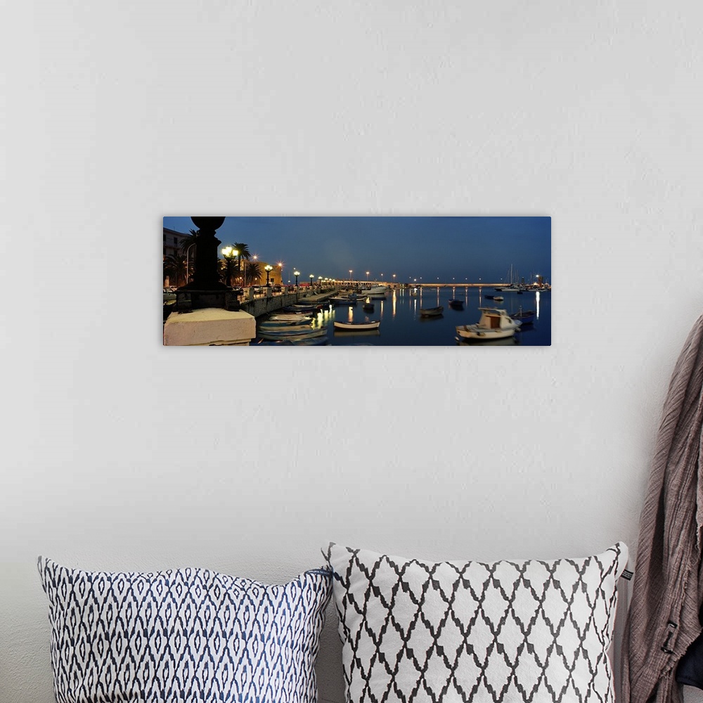 A bohemian room featuring Boats at a harbor, Bari, Itria Valley, Puglia, Italy
